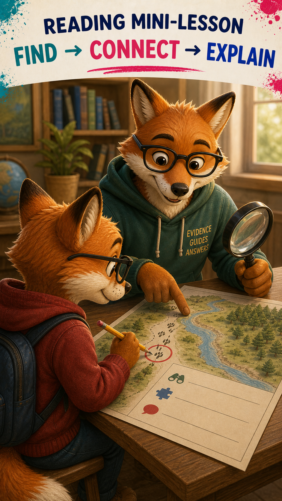 Pathfinder Fox, the teacher mascot for Reading Road